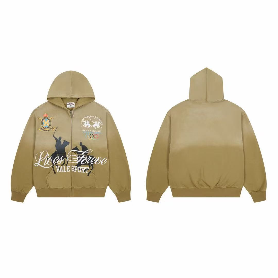 Vale Forever Vintage Polo Horse Gradient Zip Up Hoodie