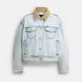 Coach Outlet Denim Jacket With Corduroy Collar In Organic Cotton