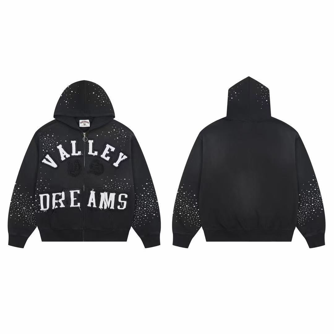 Valley Dreams Rhinestone Splash Zip-Up Hoodie