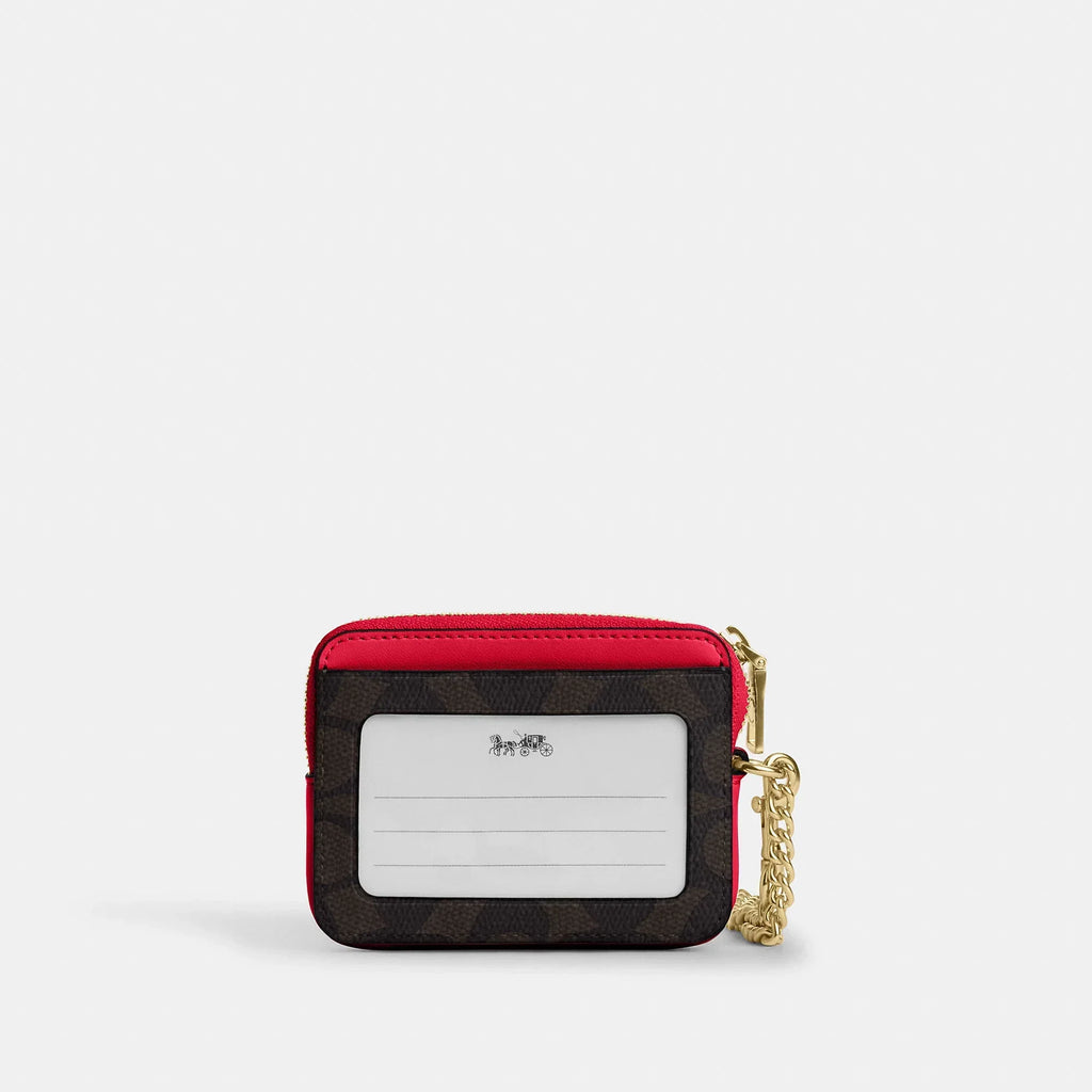 Coach Outlet Zip Card Case In Signature Canvas