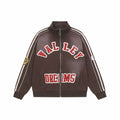 Valley Dreams Brown Vintage Striped Varsity Zip Track Jacket