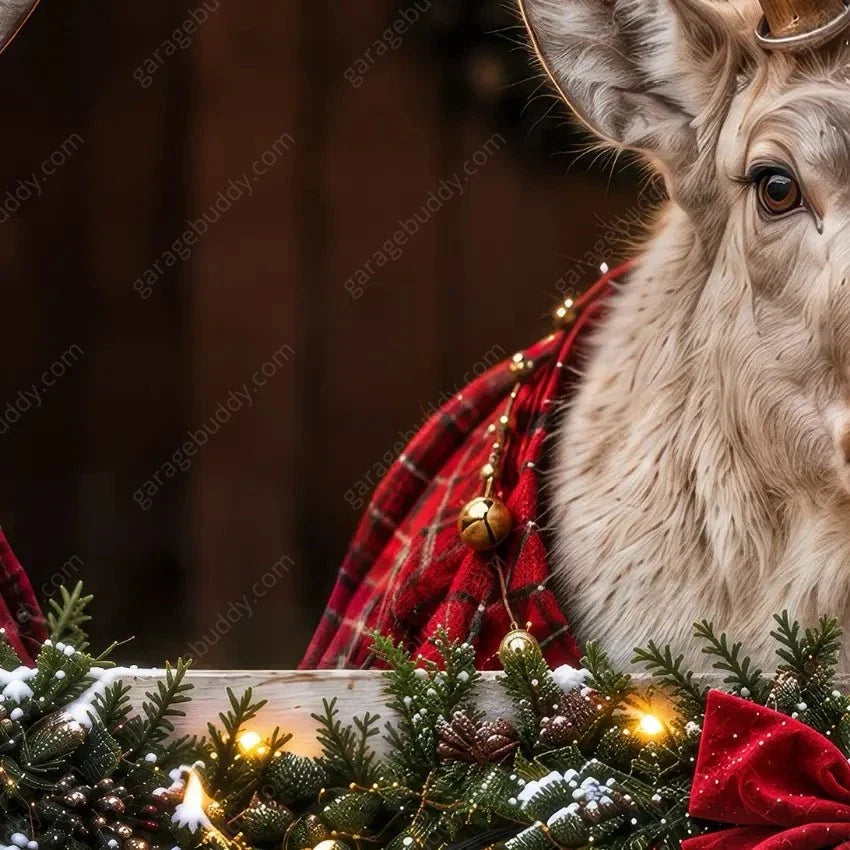 Reindeer Barn | Christmas Garage Door Cover