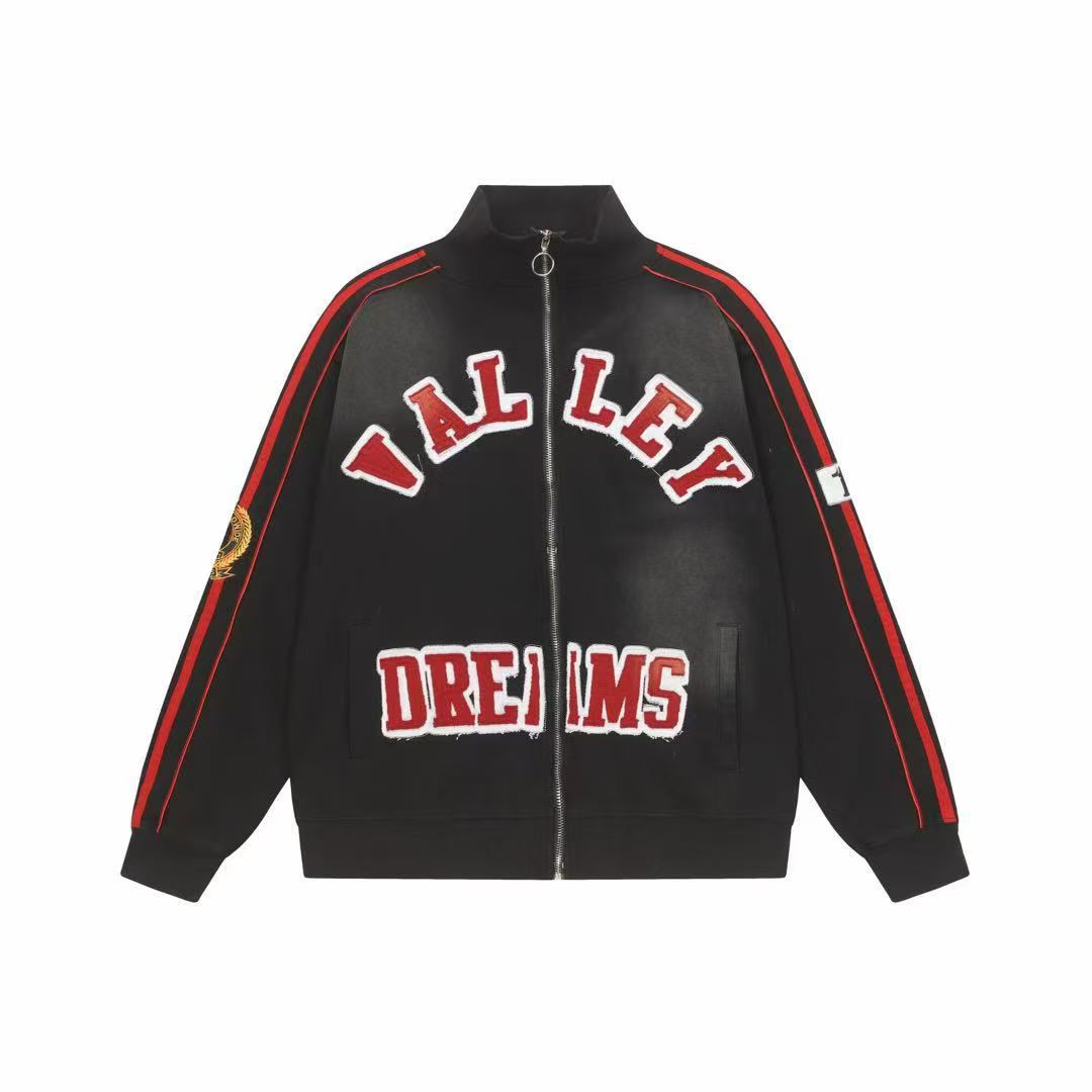Valley Dreams Red Stripe Varsity Zip Track Jacket