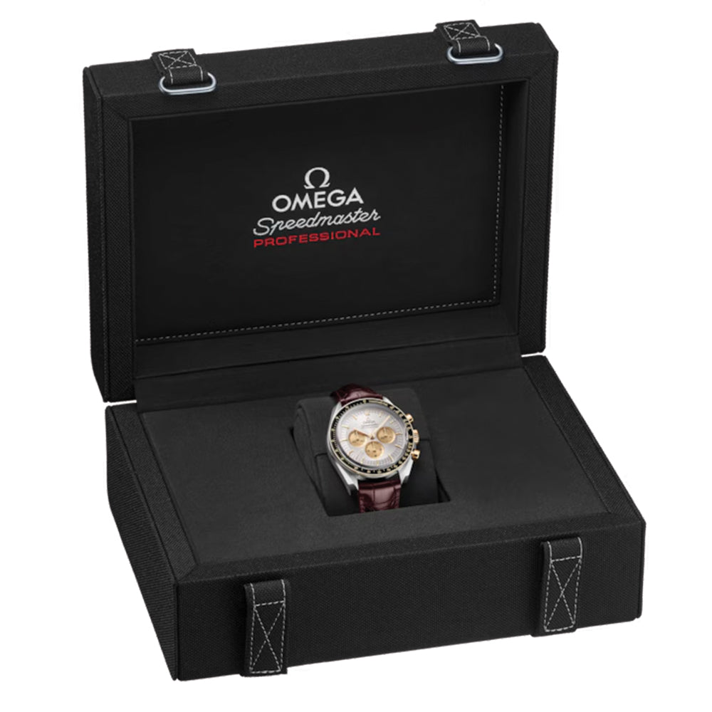 Speedmaster Moonwatch Professional Moonshine™ Gold and Steel 42mm ‑ Silver on Leather Strap