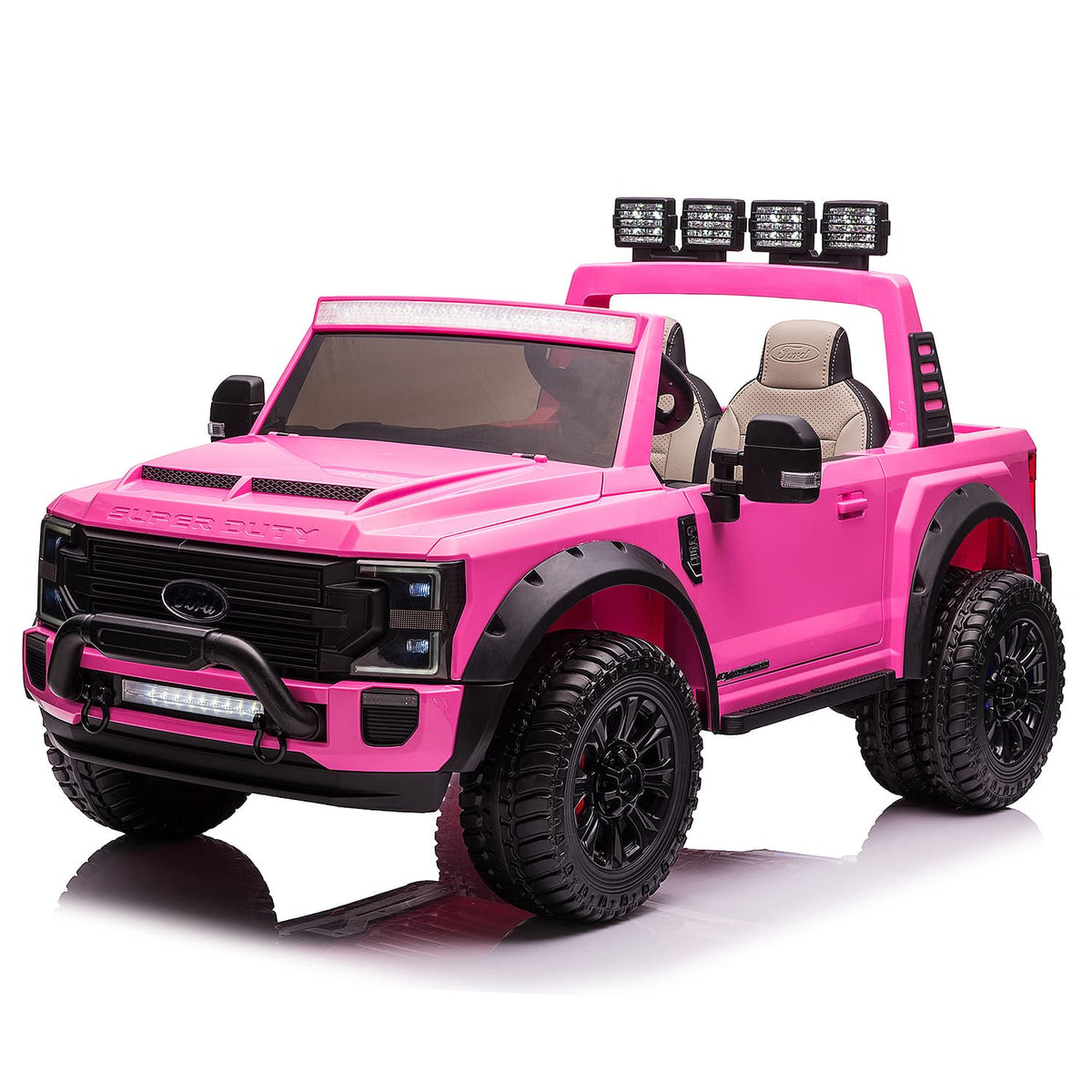 Ford F450 Custom Edition 24V Kids Ride-On Car Truck with R/C Parental Remote | Pink