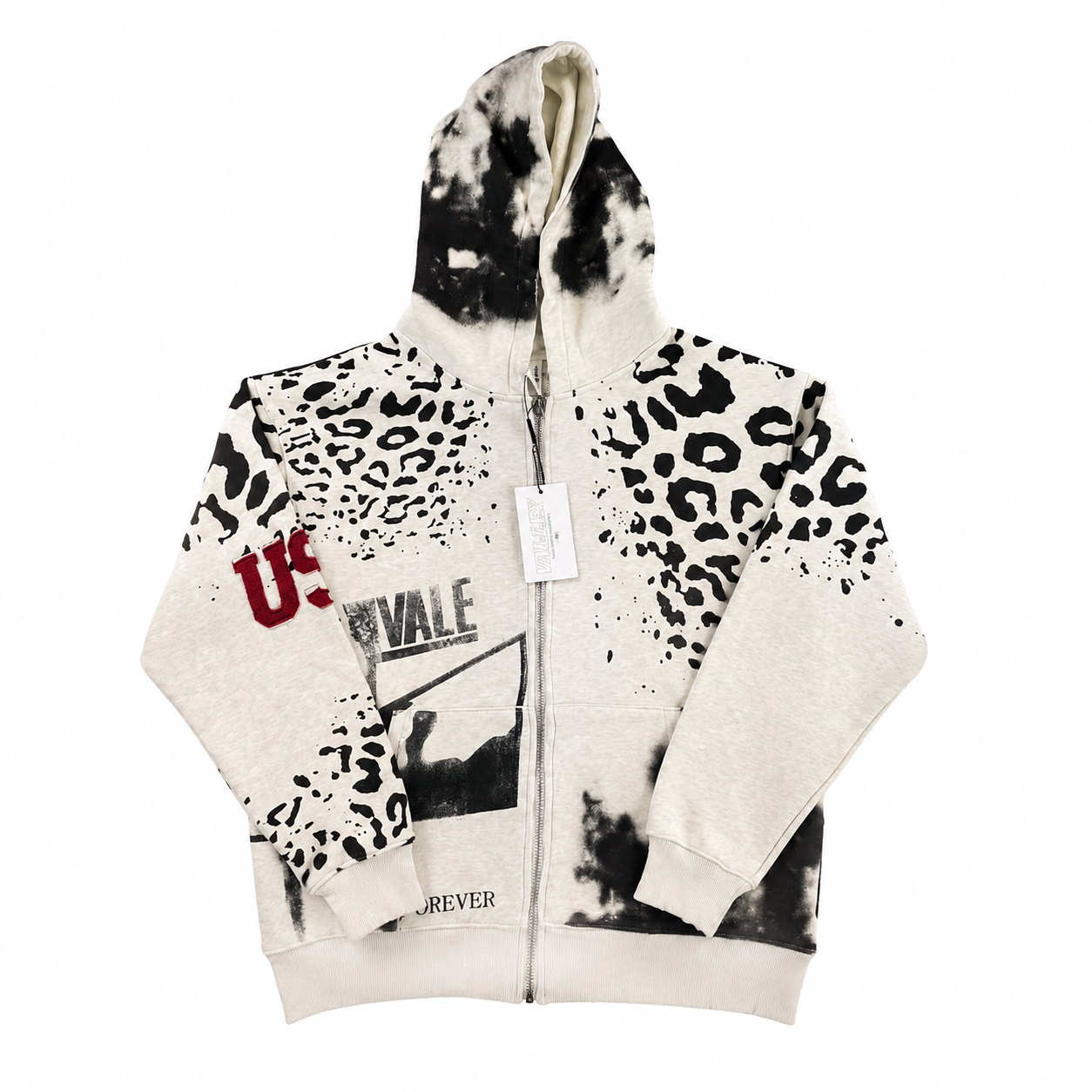 Vale Forever Leopard Tie-Dye Full Zip Hoodie
