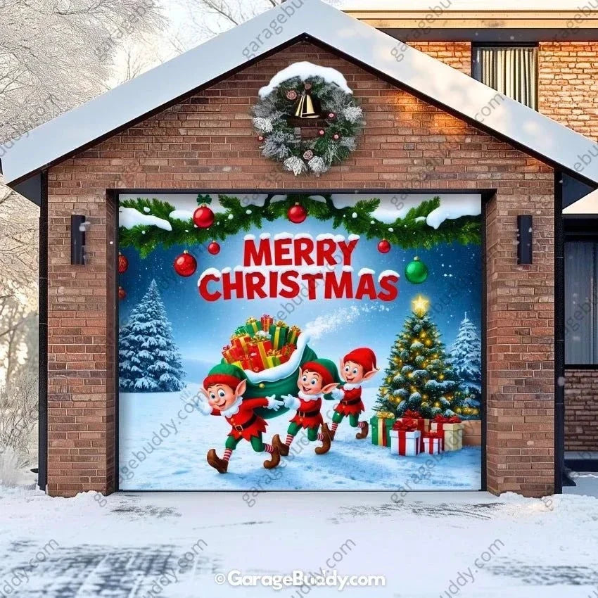 Elf Village | Christmas Garage Door Cover