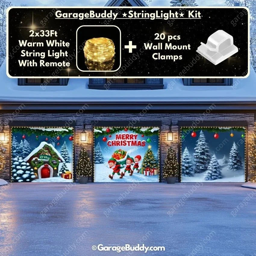 Elf Village | Christmas Garage Door Cover