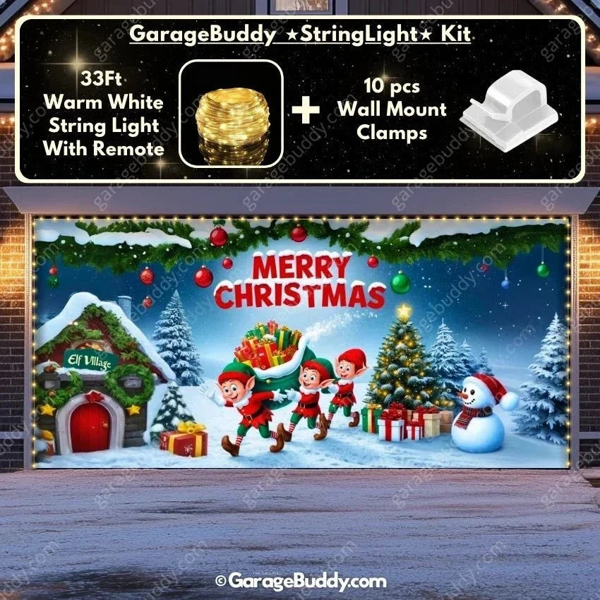 Elf Village | Christmas Garage Door Cover