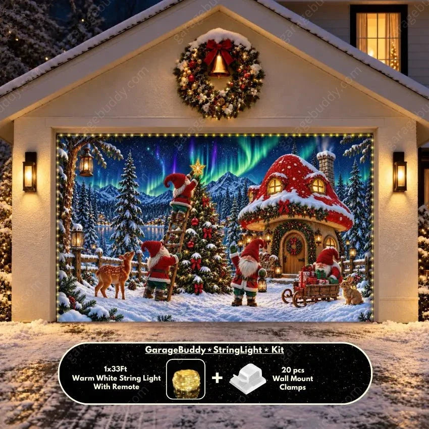 Gnome Wonderland (Glow) | Christmas Garage Door Cover