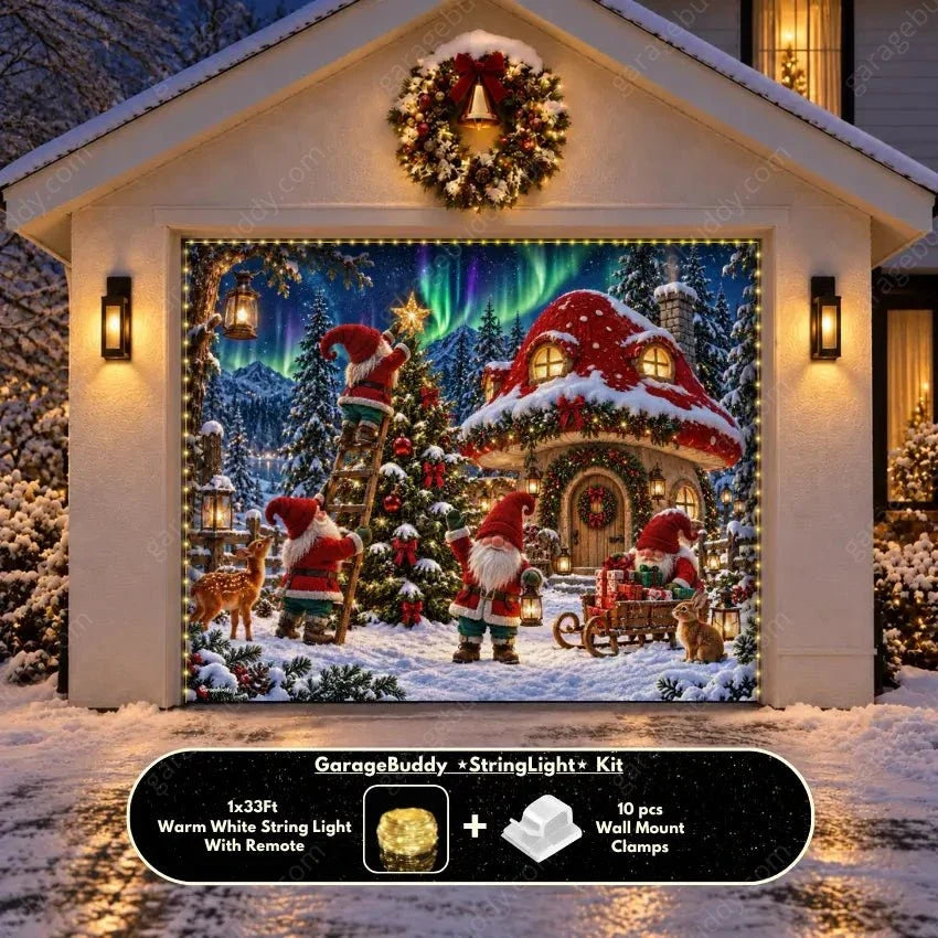 Gnome Wonderland (Glow) | Christmas Garage Door Cover