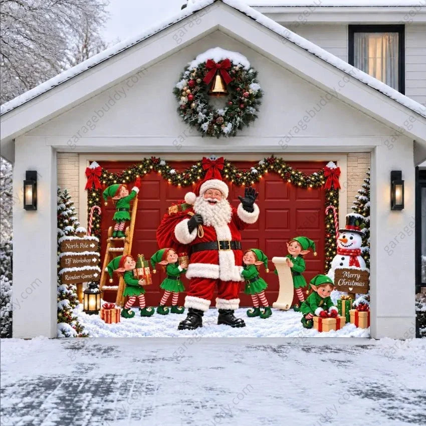 Santa's Crew | Christmas Garage Door Cover