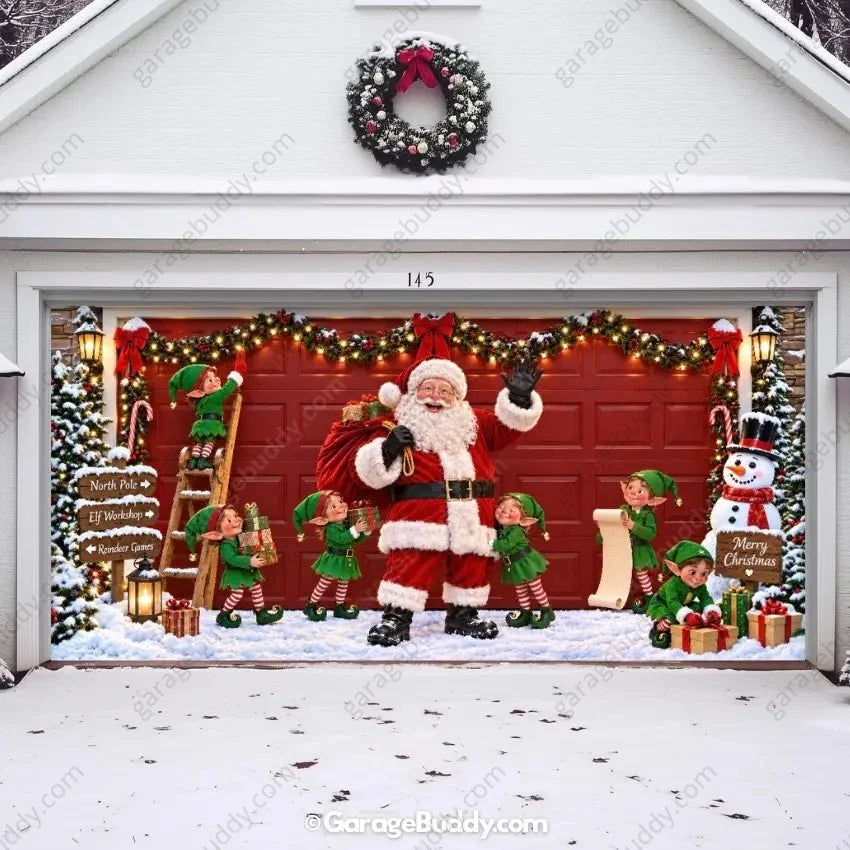 Santa's Crew | Christmas Garage Door Cover