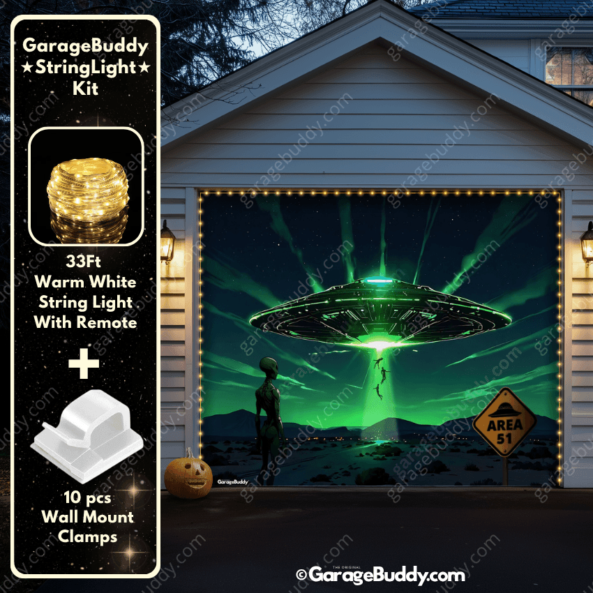 Alien Abduction (Glow) | Halloween Garage Door Cover