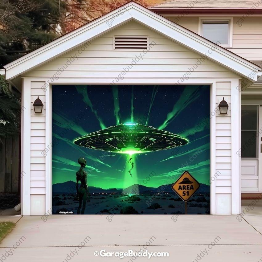 Alien Abduction (Glow) | Halloween Garage Door Cover