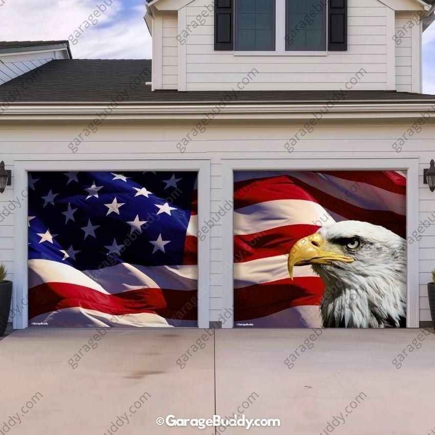 American Bald Eagle & US Flag | Patriotic Garage Door Cover