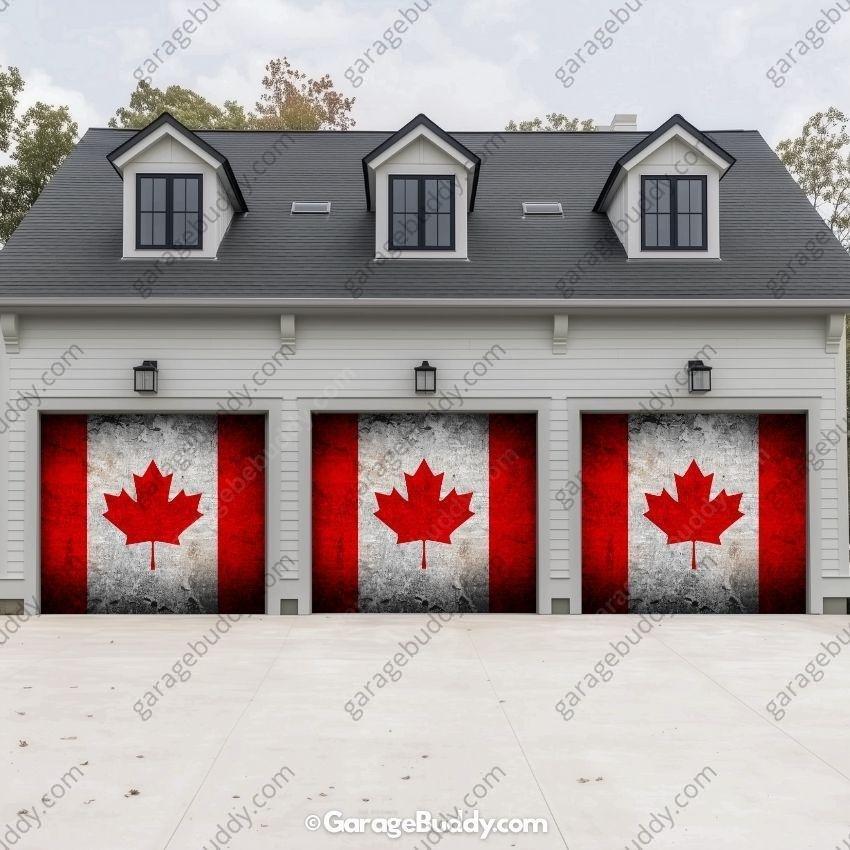 Canada Flag (Rustic) | Patriotic Garage Door Cover