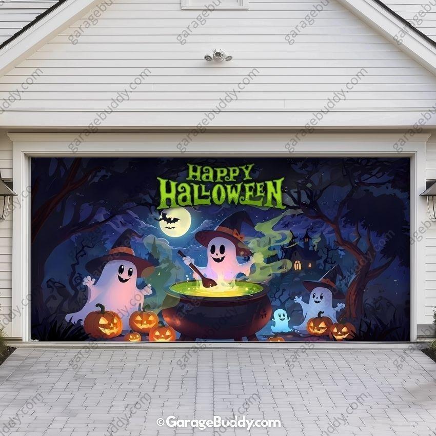Cute Ghosts | Halloween Garage Door Cover