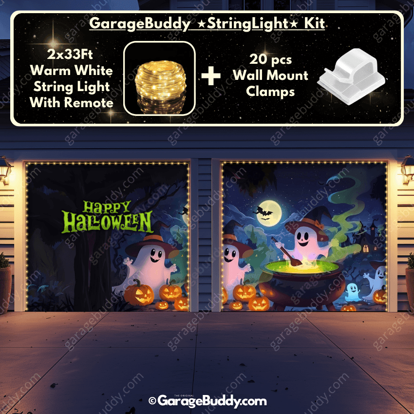 Cute Ghosts  (Glow)| Halloween Garage Door Cover