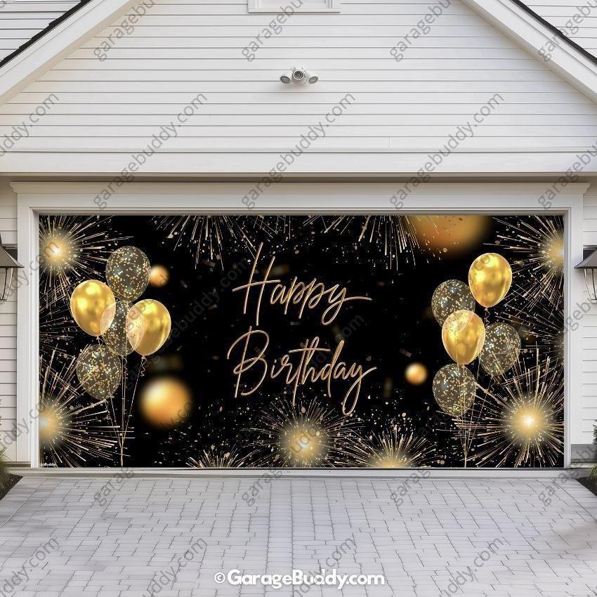 Happy Birthday Gold | GarageBuddy Garage Door Cover