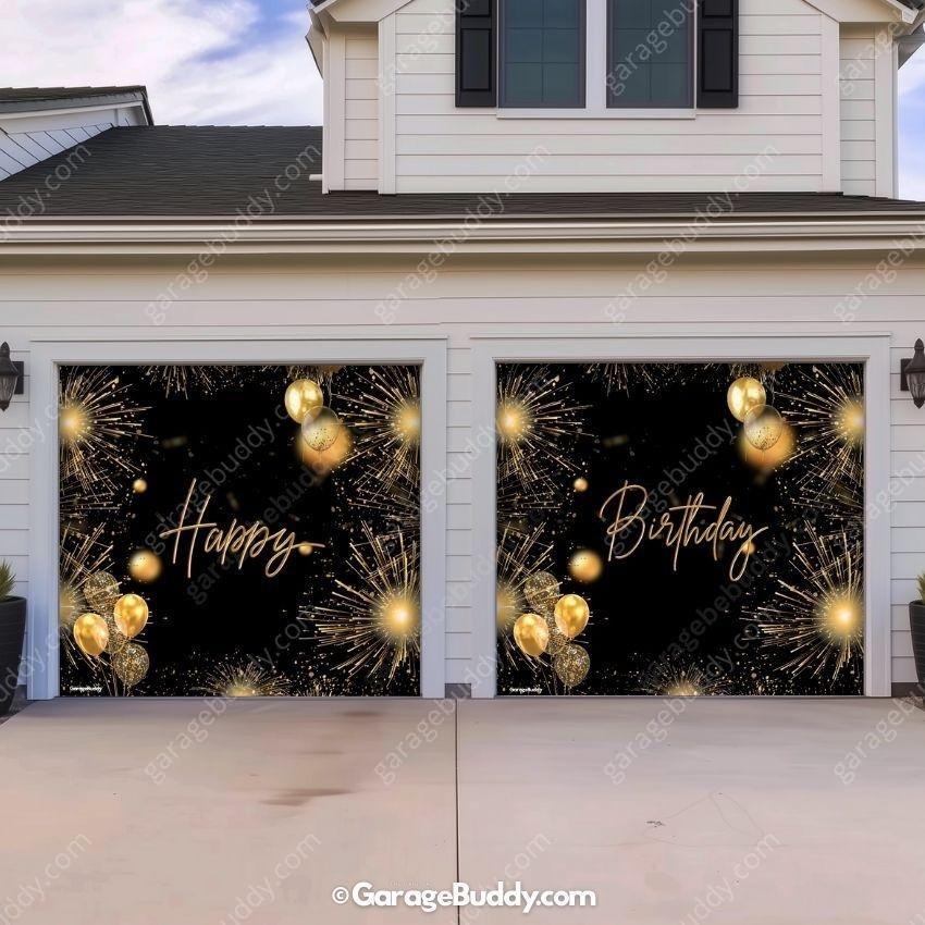 Happy Birthday Gold | GarageBuddy Garage Door Cover
