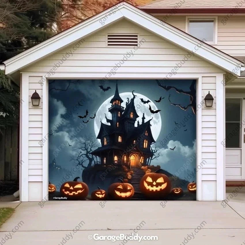 Haunted House (Glow) | Halloween Garage Door Cover