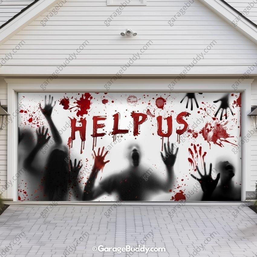 Help Us! | Halloween Garage Door Cover