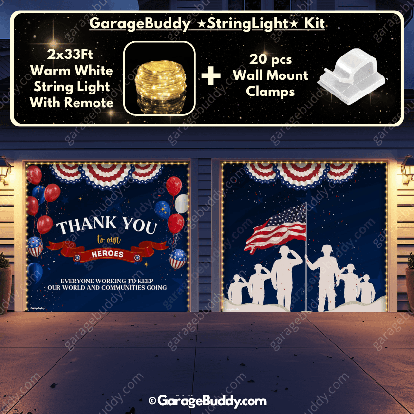Thank You Heroes | Patriotic Garage Door Cover