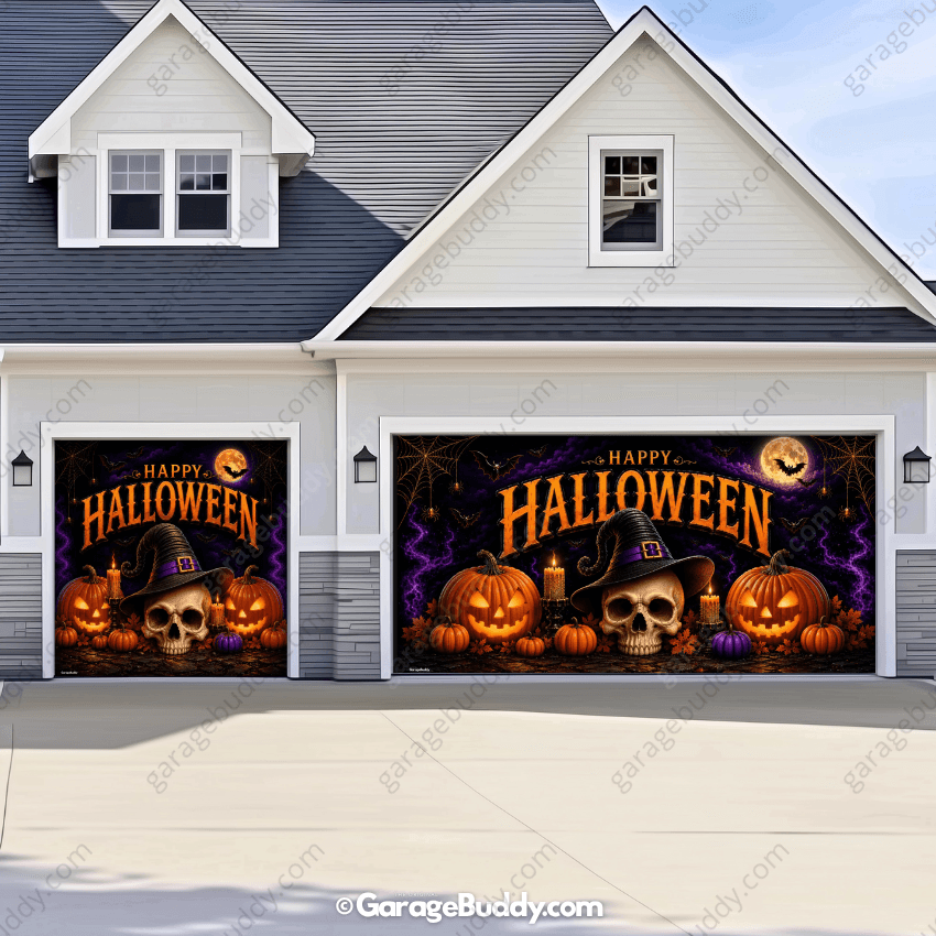 Wicked Halloween | Skull & Pumpkin Halloween Garage Door Cover
