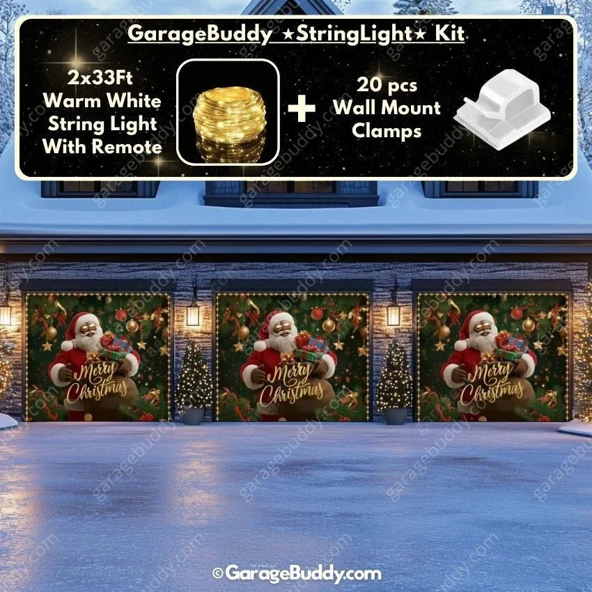 Black Santa | Christmas Garage Door Cover