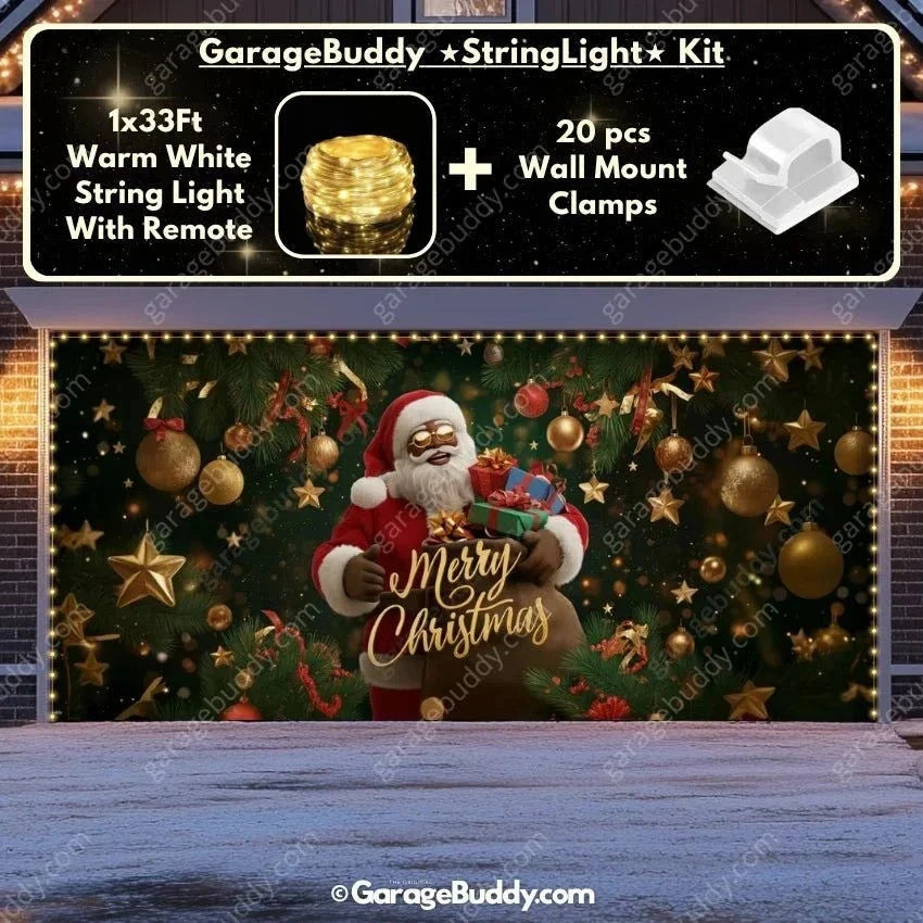 Black Santa | Christmas Garage Door Cover