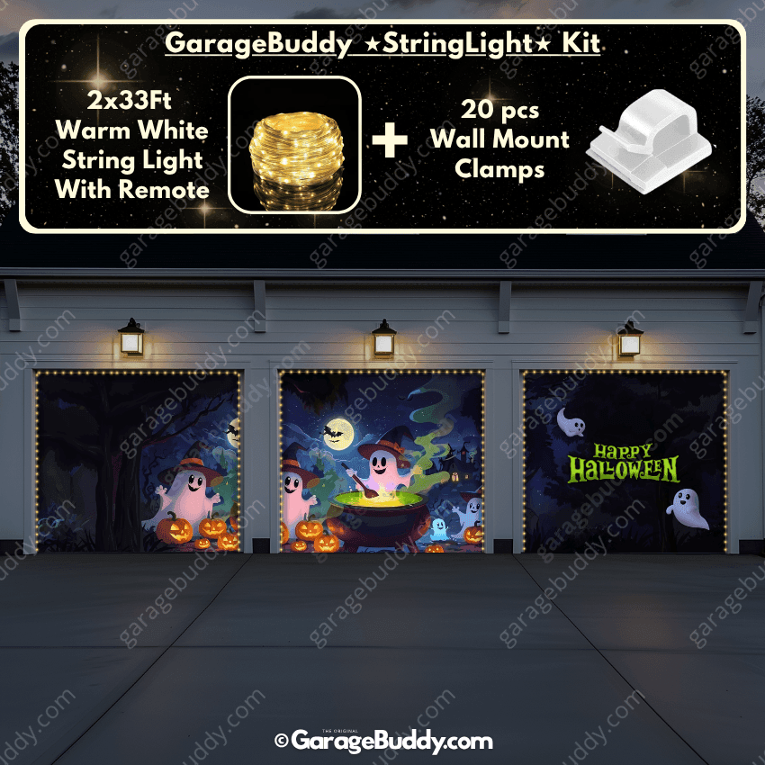 Cute Ghosts  (Glow)| Halloween Garage Door Cover
