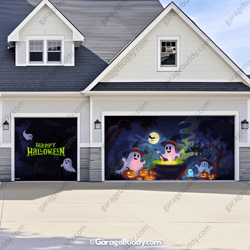 Cute Ghosts | Halloween Garage Door Cover