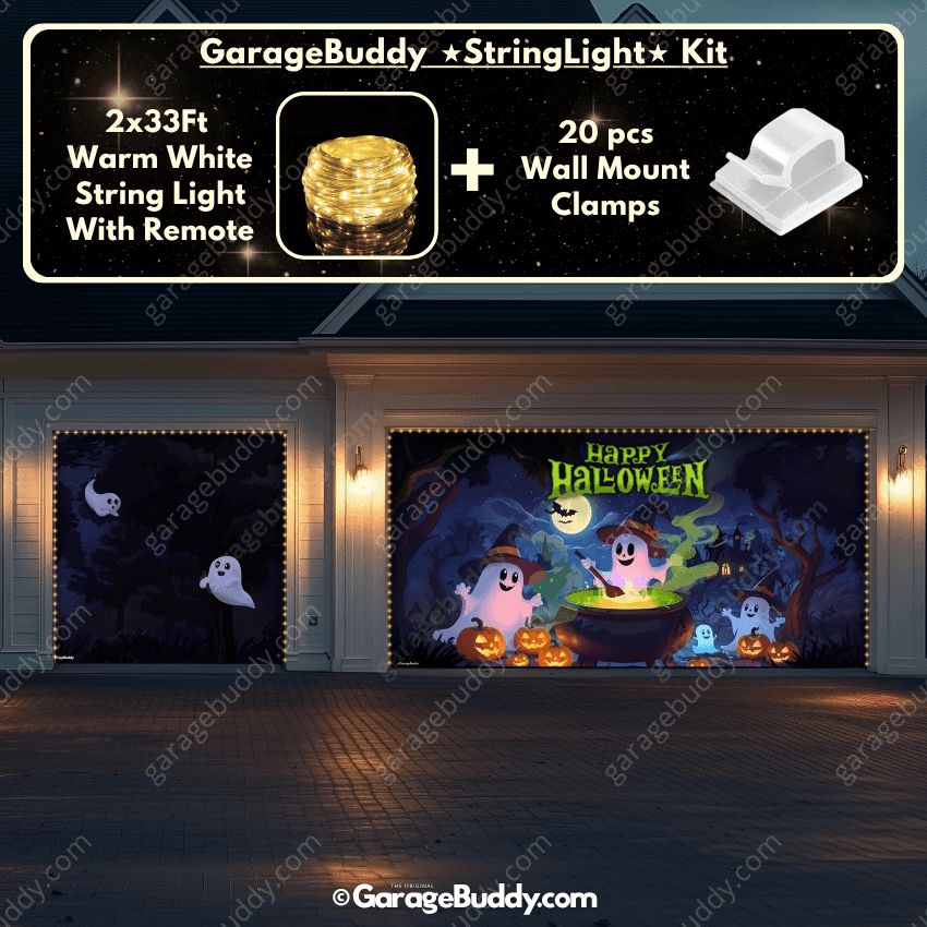 Cute Ghosts  (Glow)| Halloween Garage Door Cover