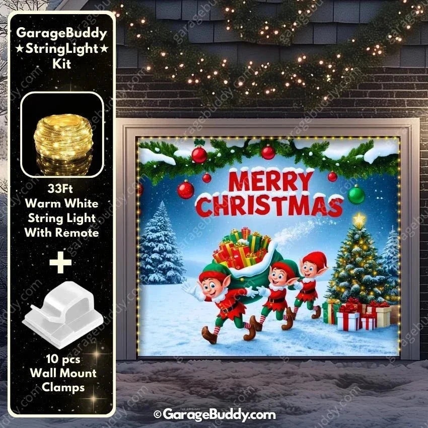 Elf Village | Christmas Garage Door Cover