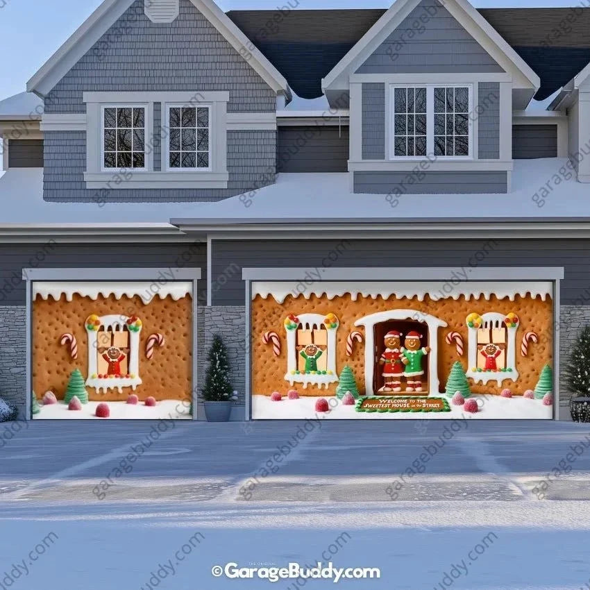 Gingerbread Family | Christmas Garage Door Cover