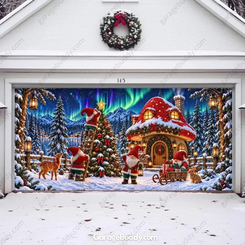 Gnome Wonderland (Glow) | Christmas Garage Door Cover