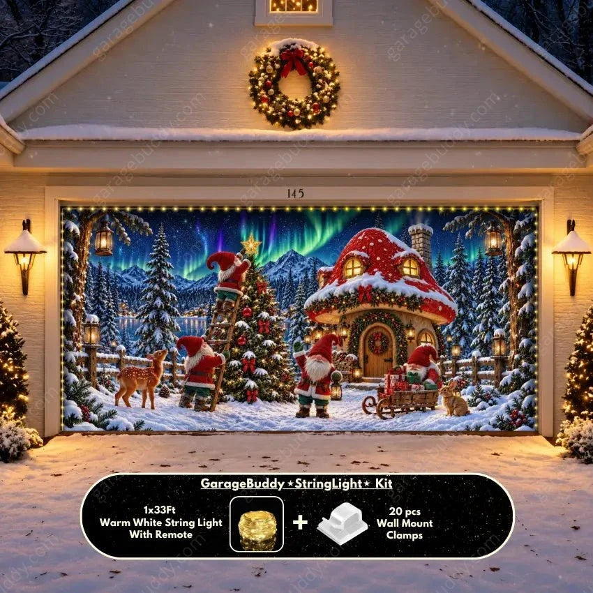 Gnome Wonderland (Glow) | Christmas Garage Door Cover