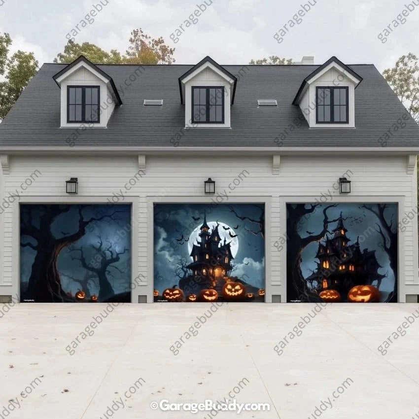 Haunted House (Glow) | Halloween Garage Door Cover