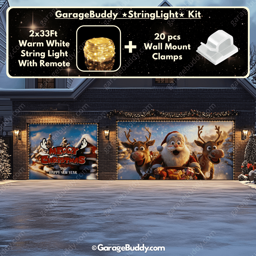 Santa & Reindeers | Christmas Garage Door Cover