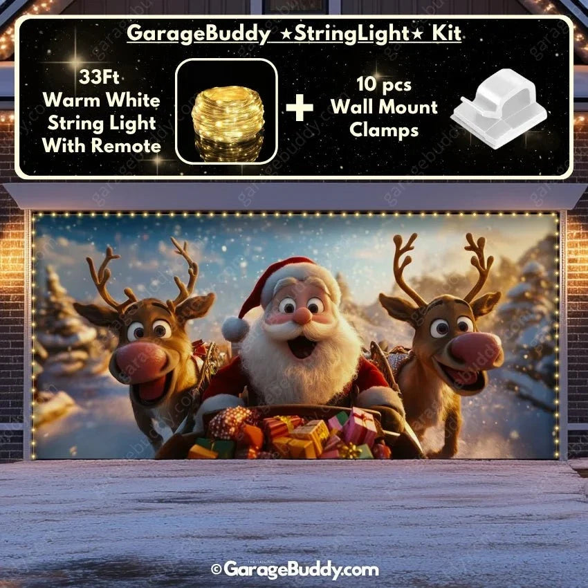Santa & Reindeers | Christmas Garage Door Cover
