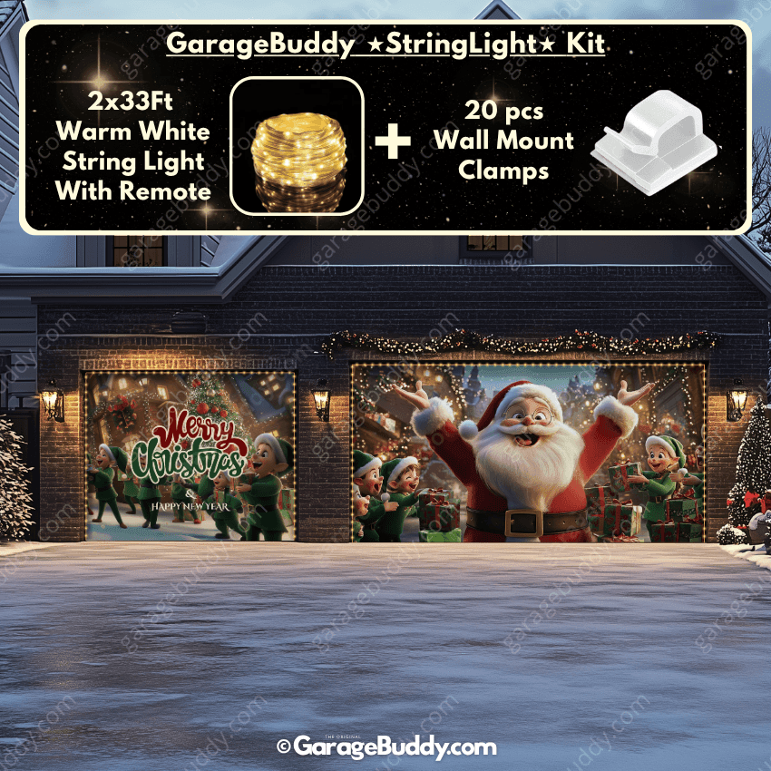 Santa And Elves | Christmas Garage Door Cover