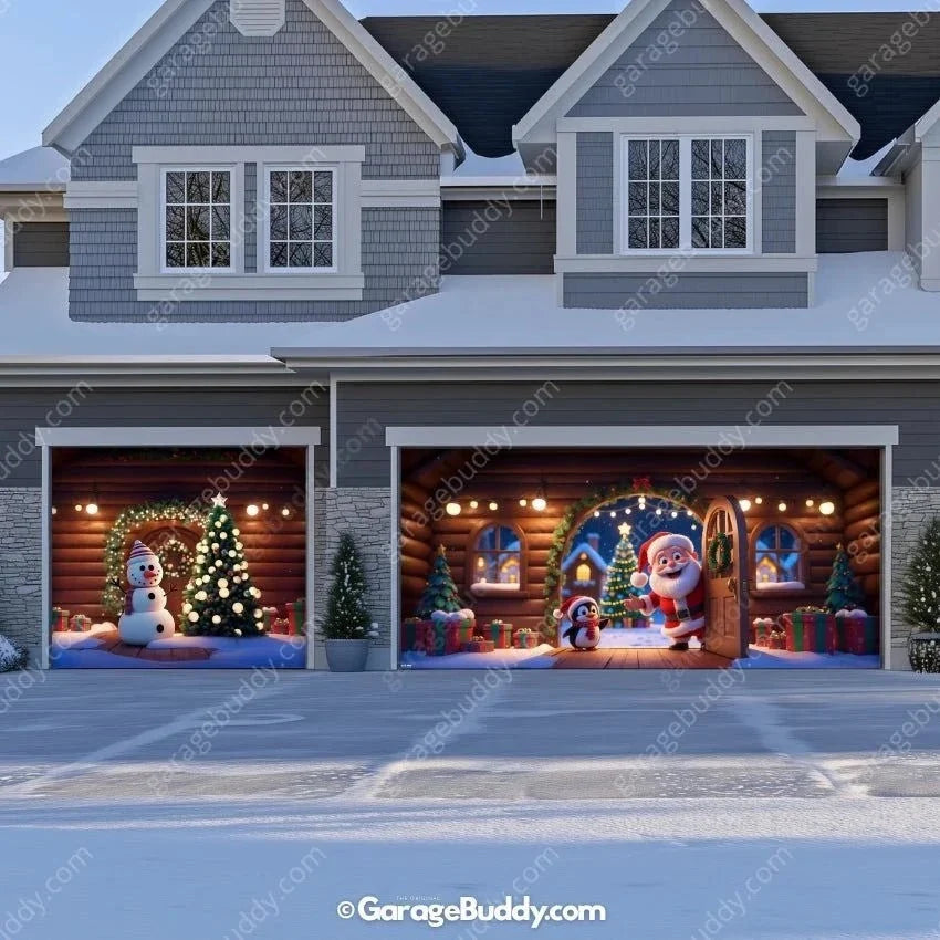 Santa's Cabin | Christmas Garage Door Cover