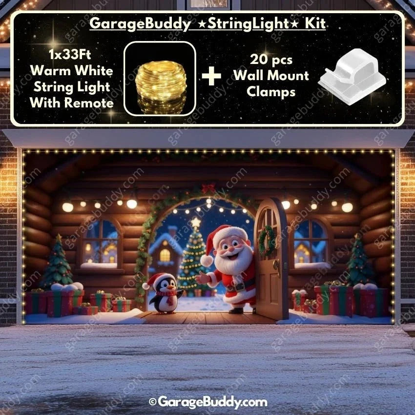Santa's Cabin | Christmas Garage Door Cover
