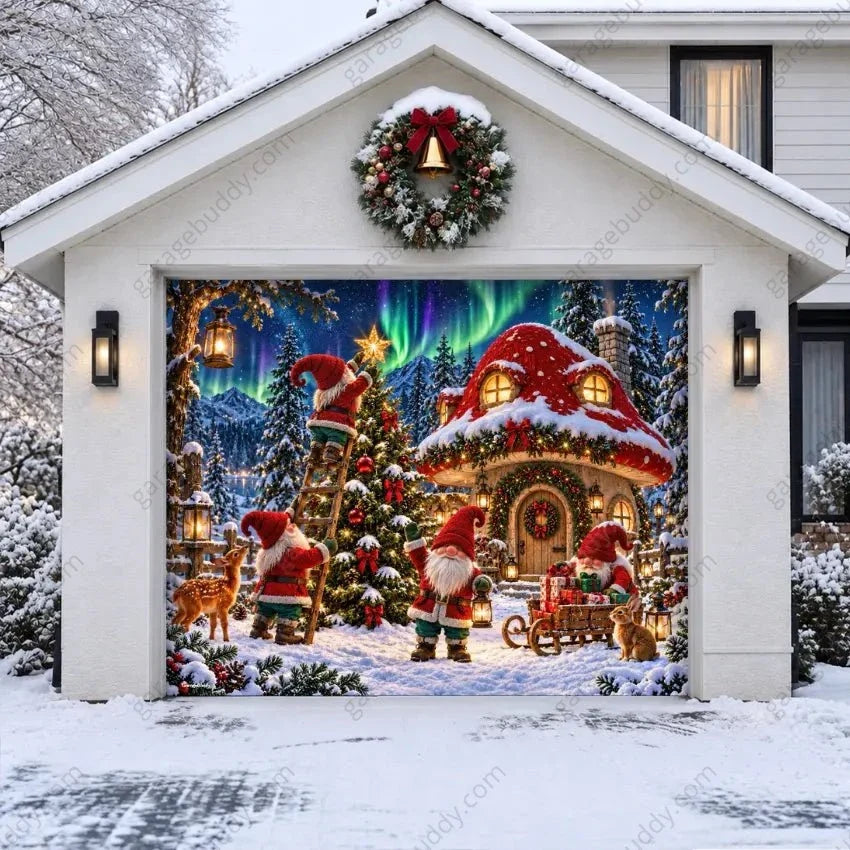 Gnome Wonderland | Christmas Garage Door Cover