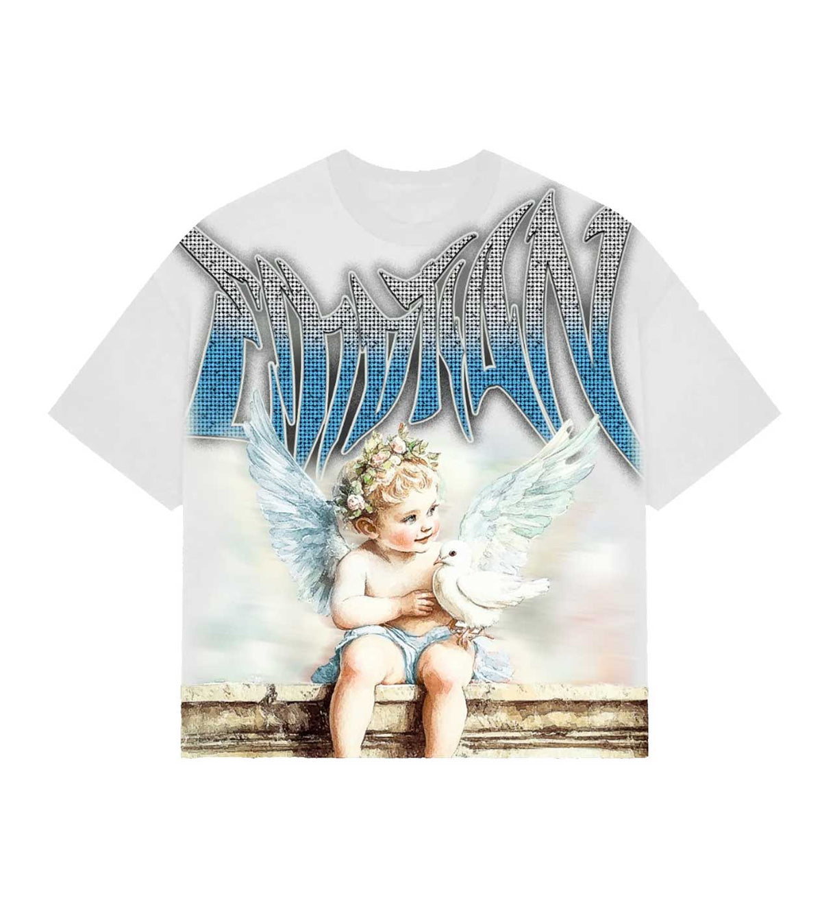 Mixed Emotions Dove Rhinestone Tee White