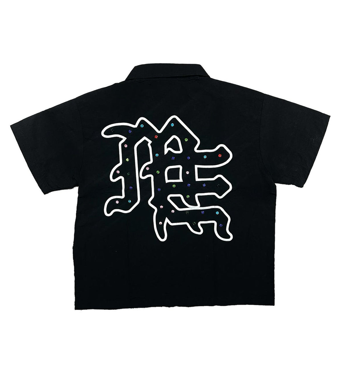 Mixed Emotions Rhinestone Zip Up Shirt Black