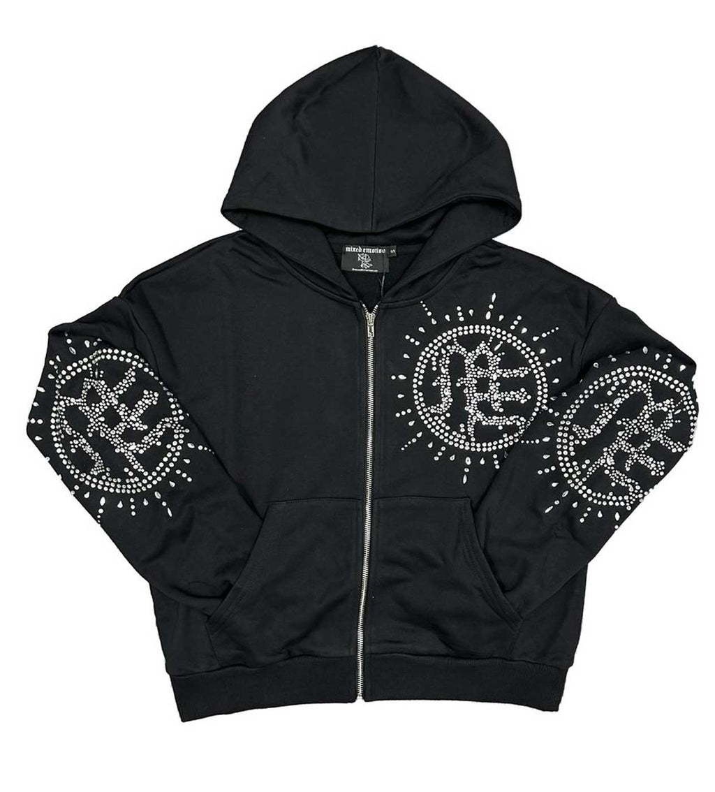 Mixed Emotions Eclipse Rhinestone Hoodie Black