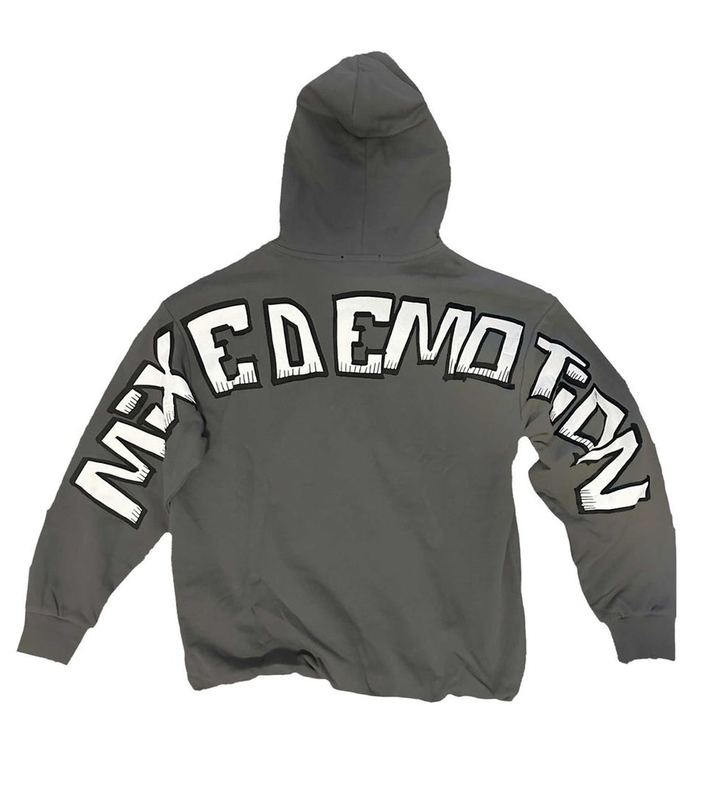 Mixed Emotions Monster Cropped Hoodie Grey