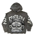 Mixed Emotions Monster Cropped Hoodie Grey